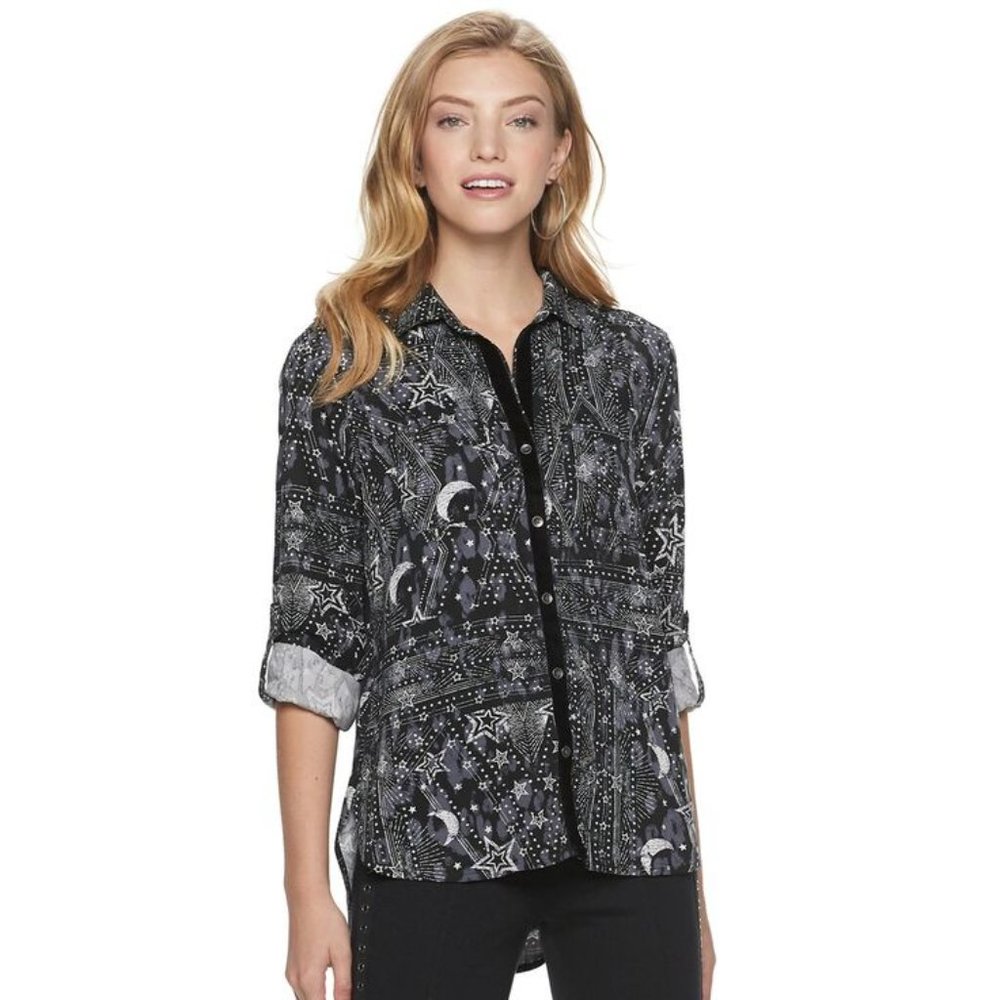 Rock and Republic Drapey Roll Cuff Shirt